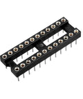Close-up of a 24 Pin DIP IC Socket Adapter Round 2.54mm Pitch Dual Row Spacing 7.62mm Reusable IC Chip Socket for prototyping.