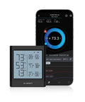 Smart Temp Humidity VPD Hygrometer B2 With LCD Display and Bluetooth app on a smartphone