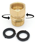 Brass 3/4 GHT Female To 3/4 GHT Male Swivel Adapter For Garden Hoses, 360 Degree Anti Twist Connector, O Ring Seal No Leaks, Pressure Washer Gun Swivel Fitting, Easy To Use, Durable Brass Construction, brass swivel fitting with O-rings