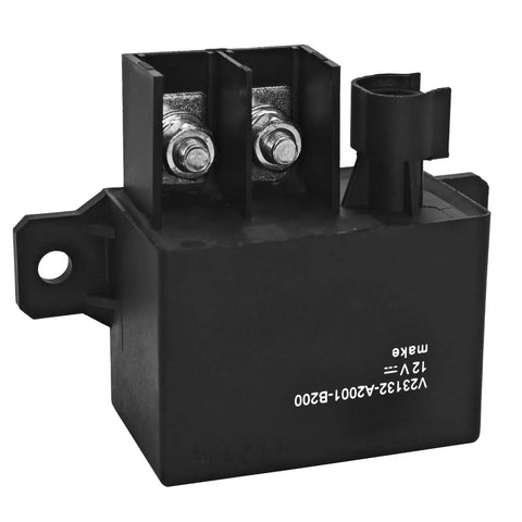 High Current 12V 120A Relay Module With 1 Form A SPST-NO For Heavy Duty Power Switching In Automotive And Industrial Projects Perfect For Wiring Harnesses, Control Panels, With Durable, Compact Design, Fast, Reliable Switching. Black relay module showing terminals and mounting point.