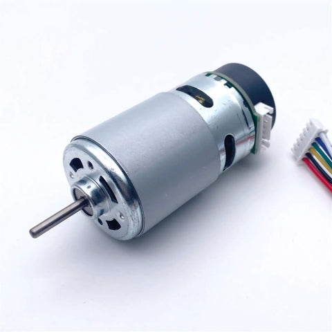 RS-555 Permanent Magnet DC Hall Encoder Gear Motor 6V 12V 24V High Speed Up To 16000 RPM for robotic automation with wires.