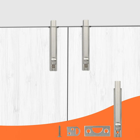 Heavy Duty Solid Brass Surface Bolt 4 Inch Smooth Operator Flush Latch With Satin Nickel Finish And Dual Strike Plates For Real World Door Security