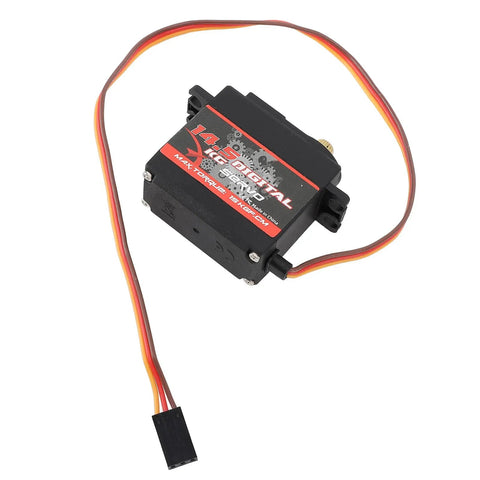Heavy Duty Full Metal Gear RC Servo Motor Delivering Hella Badass Torque For Rugged Crawlers And Custom Robots Rock Solid Pro Level Drive System 14.5 KG Load Capacity with wire and connector.