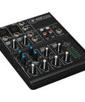 Ultra Compact 4-Channel Mixer With Pro-Grade Onyx Preamps, High Headroom Low Noise, Sleek Black Finish close-up of top controls