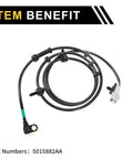REPAIROCK ABS wheel speed sensor with wiring harness for Dodge Ram 2500/3500 (front left), black cable with gray connector.