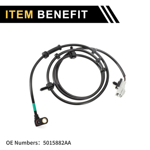 REPAIROCK ABS wheel speed sensor with wiring harness for Dodge Ram 2500/3500 (front left), black cable with gray connector.