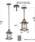 Faux Wood Lantern Pendant Lighting With Glass Shades For Kitchen Island, Bedroom, Dining Room, Hallway And Foyer, height adjustable.