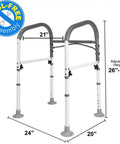 Deluxe Adjustable And Foldable Toilet Safety Frame With Handrail Grab Bar For Seniors, Easy Sit-To-Stand Aid dimensions