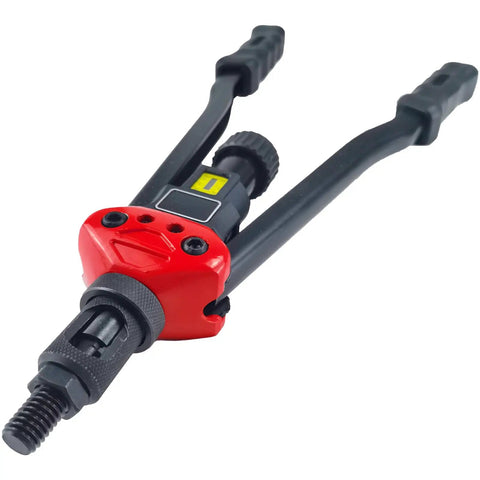 Front view of Pro Grade 16 Inch Lever Style Rivet Nut Tool Kit With Visual Stroke Indicator Includes 15 Mandrels For Metric And SAE Threaded Inserts