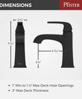 Bellance Matte Black Single Handle Bathroom Sink Faucet With Push And Seal Drain, dimensions view with measurements