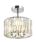 Industrial Chrome Crystal Drum Ceiling Light Three Light Fixture With Dope Modern Look Close To Ceiling Semi Flush Mount Pendant