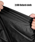Hands stretching black 210D Oxford cloth, material detail for Durable Waterproof Replacement Canopy Top For Outdoor Porch Swing.