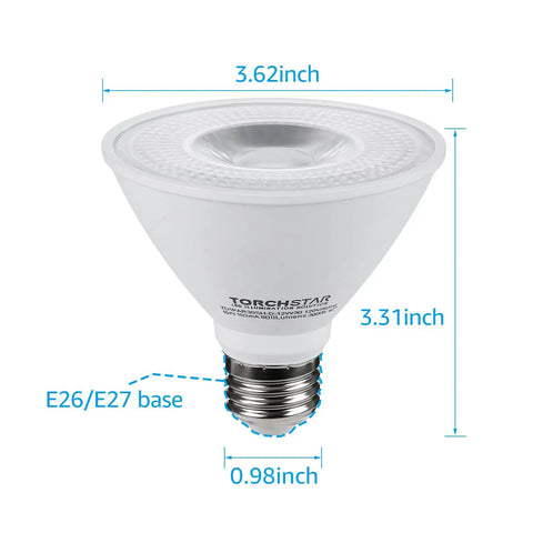 Product dimensions of 12 Pack PAR30 Short Neck LED Bulbs 8W Equivalent 75W Dimmable Spot Lights, 90+ CRI For True Colors, UL Listed, E26 base