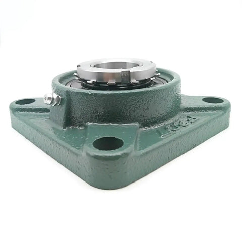 Heavy Duty Cast Iron Four Bolt Flange Mounted Bearing Unit Fits UKF207 UK207 F207 H2307 Models Rock Solid Reliability For Heavy Equipment Without Risk Of Failure Or Downtime Keeping Costs Low And Performance High So Get Yours Now. green four-bolt cast iron flange bearing unit for industrial shaft support
