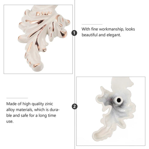 European Style Vintage Cabinet Pull Handles Set, Ivory White Zinc Alloy Drawer And Wardrobe Door Pulls, 2 Pieces, detail view