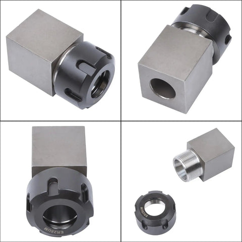 ER-25 Hex and ER-25 Square Collet Block Chuck Holder for Quick CNC Setup, showing different angles and details.