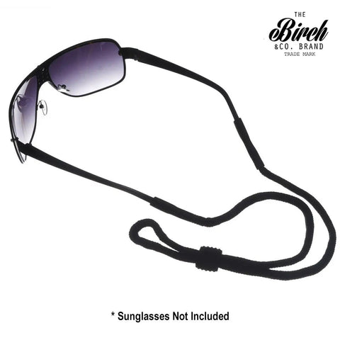 Adjustable Sports Eyewear Neck Strap Retainer for Glasses and Sunglasses with rubber connectors, 24 inch long, black color
