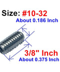Heavy Duty 50 Piece 10-32 By 3/8 Inch Hex Socket Set Screws In 304 Stainless Steel With Allen Head Grub Screws, size details.