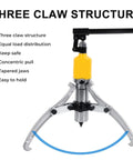 Shop Grade 10 Ton Hydraulic Gear Puller With Sturdy Transport Box For Wheel Bearing Separator And Cv Shaft Axle Rotors Goes Vertical Or Horizontal Takes The Sweat Out Of Stubborn Jams with three claws and a yellow pump.