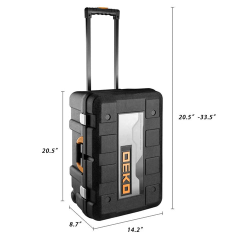 All In One 258 Piece Tool Kit With Rolling Tool Box And Socket Wrench Set Portable Mechanic Case in black with handle