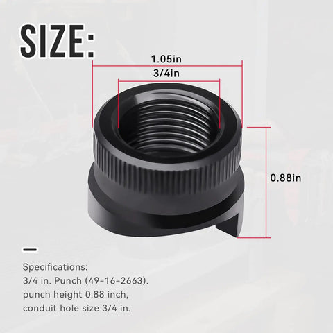 49-16-2663 Heavy Duty Three Quarter Inch Punch For Force Logic 10 Ton Knockout Tool, showing dimensions and specifications