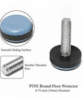 PTFE Screw-In Furniture Glides 0.75 Inch Round Blue Floor Protectors For Hardwood And Tile with threaded post detail.
