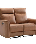 Manual Loveseat Recliner Sofa With Wall Hugger Design Two Seat Reclining Love Seat In Leathaire Brown Independent Recline