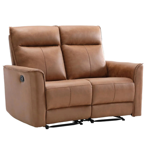 Manual Loveseat Recliner Sofa With Wall Hugger Design Two Seat Reclining Love Seat In Leathaire Brown Independent Recline