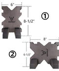 Two Height Foam Bench Rest With Base For Shooting, showing two height options with dimensions for flexible orientations