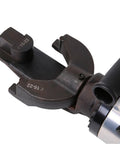Close-up of Heavy Duty Electric Rebar Bender ZB-22 handheld steel bar bending machine showing bending jaws for smooth curves.