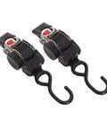 One Inch By Six Foot Bolt-On Retractable Ratcheting Tie-Down Straps With Quick Release No-Tangle Stainless Steel Auto Retract Marine Reel Transom Tie-Down Straps And S Hook For Motorcycles Boats And Trailers Pair, showing two straps with hooks