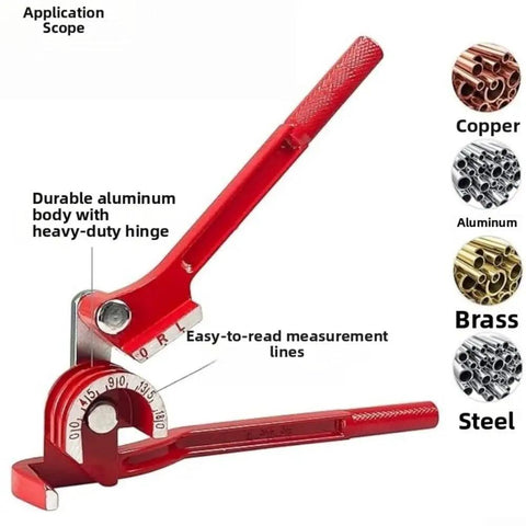 Heavy Duty Manual Tube Bender For Copper Aluminum Steel Brass Pipes with durable aluminum body and easy-to-read scale markings.