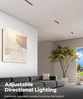 No Hassle 15W Linear Recessed Downlight With Sleek Black Trim Delivers Smooth Triac Dimming And Flexible 3000K To 6500K Options, adjustable directional lighting in modern living room.