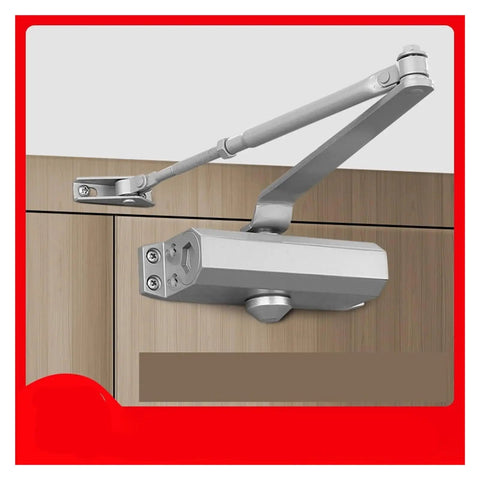 Heavy Duty Automatic Door Closer With Dual Spring Hydraulic Buffer Smooth Silent Close Multiple Speed Settings on wooden door