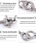 Heavy Duty M14 Eye Bolt Set In 304 Stainless Steel With Lock Nuts, Lock Washers, And Flat Washers For Lifting, Rigging, And Securing Projects
