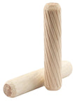 Kickass Fluted Wood Dowel Pins M8x40mm Hardwood Grooved Plugs Kiln Dried, displaying two fluted hardwood dowels.