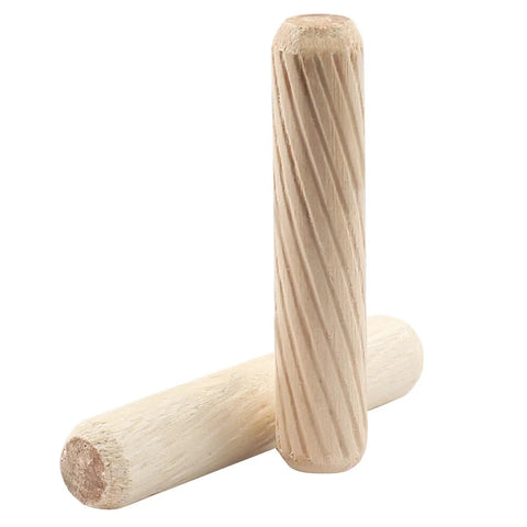 Kickass Fluted Wood Dowel Pins M8x40mm Hardwood Grooved Plugs Kiln Dried, displaying two fluted hardwood dowels.