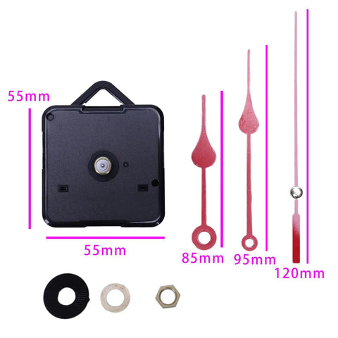 3X Replacement Wall Clock Movement Kit With Pendulum And Hands Quartz Clock Motor Black And Red Finish DIY Clock Repair Parts