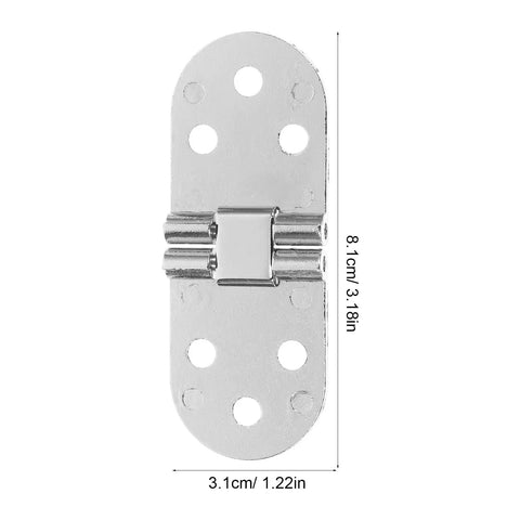 Top view of a single zinc alloy hinge from Six Piece Zinc Alloy Folding Flip Hinges Set for DIY cabinets with pre-drilled holes.
