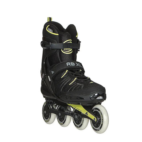 XL Men's Fitness Inline Skates With Beefy Shell And Cushy Liner, Double Wrap Closure, pro grade black and lime size 14-17.5 skate