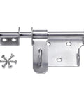 Sliding Latch 6 Inch Thick Stainless Steel Bucket Bolt With Padlock Hole Brushed Finish for Doors and Gates, screws included