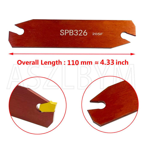 Lathe Grooving Cutoff Tool SPB26-3 With 12 Pro Grade SP300 Carbide Inserts And SMBB1626 Blade Plate shown at 110 mm length