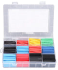 Top Rated Heat Shrink Tubing Kit With 2 To 1 Shrink Ratio In 5 Hottest Colors And 12 Super Sizes For Electrical Wire Wrap, Home Diy Repairs, And Professional Maintenance Projects Done Right., plastic case with assorted heat shrink tubing kit in 12 sizes and 5 colors for wire insulation