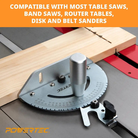 Universal Table Saw Miter Gauge With Aluminum Miter Bar, 27 Angle Stops, on table saw making precise cross cut on wood