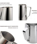 12 Oz Milk Frothing Pitcher Cup For Home Baristas, stainless steel with ergonomic handle and dripless design, mirror finish image