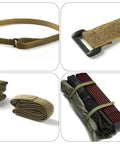 Heavy Duty Polyester Luggage Straps Four Pack For Camping And Travel shown wrapped around bundled gear for secure transport.
