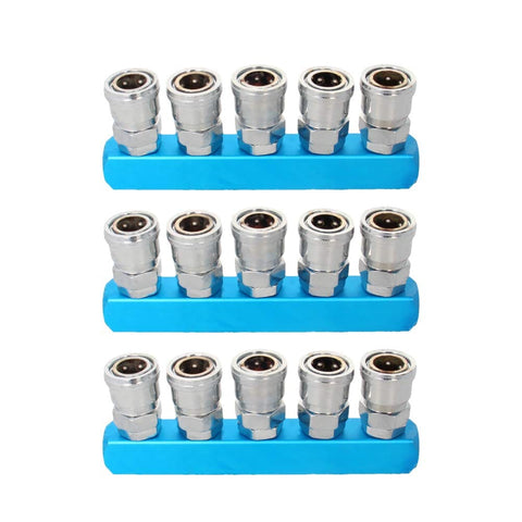 Three Piece Five Way One Half Inch Manifold Block Splitter For Air Hose Inline Use Iron G Thread Air System Fitting For Pneumatic Air Compressor