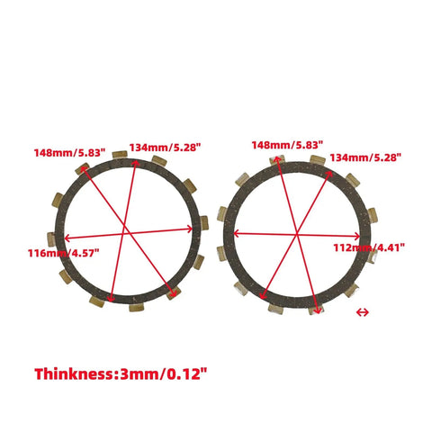Clutch Friction Plates For Yamaha YFM660R Raptor 660R ATV 2001 To 2005 Bolt On Easy Install Sweet Upgrade Fits YFM660RLE Limited Edition 2003 To 2005 And YFM660RSE Special Edition 2005, 3mm thick