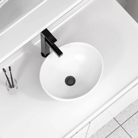 Top view of Oval Vessel Sink For Bathroom Above Counter White Ceramic Porcelain Vanity Lavatory Bowl 16 By 13 Inches Modern Design