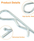 20 Pcs Zinc Plated R Clips M2 5x50 Retaining Cotter Pins for trailers and hitch pins, silver, showing galvanized surface and steel quality